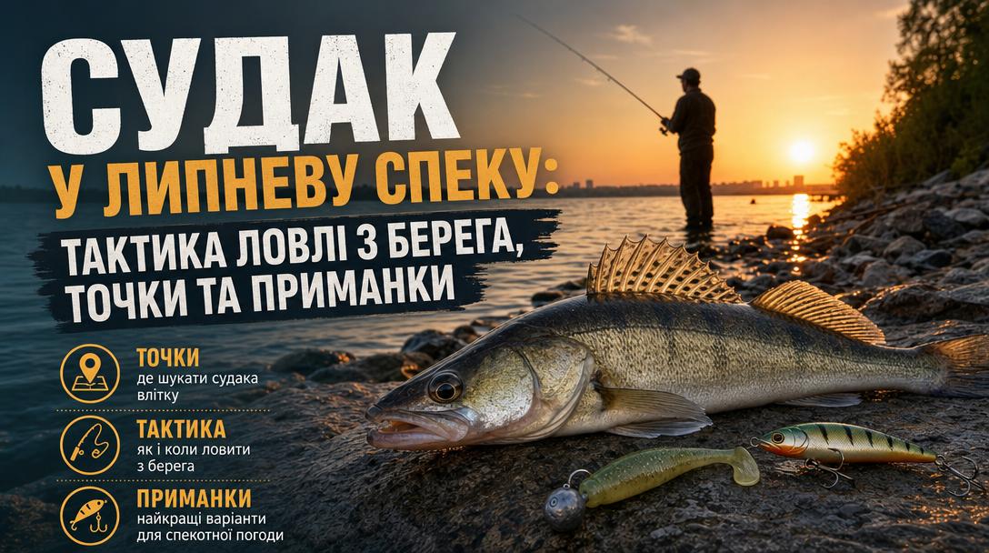 Судак у липневу спеку: тактика ловлі з берега, точки та приманки