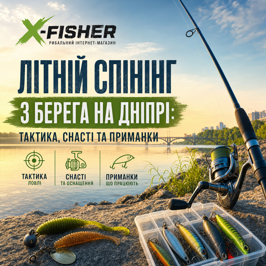 Літній спінінг з берега на Дніпрі: тактика, снасті та приманки