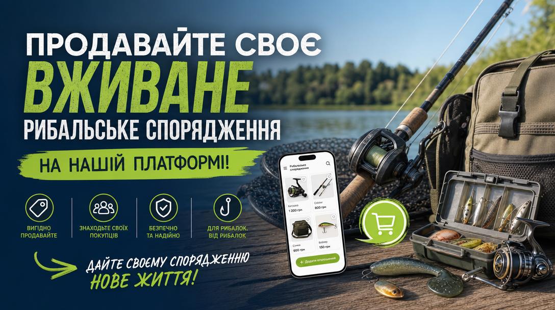 Продавайте своє вживане рибальське спорядження на нашій платформі!