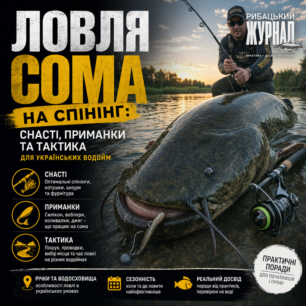 Ловля сома на спінінг: снасті, приманки та тактика для українських водойм